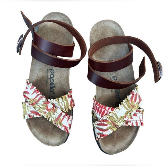 Birkenstock Papillio Lola Flower Frill Brown Ankle Strap Sandals Women's Size 6 - Picture 3 of 6